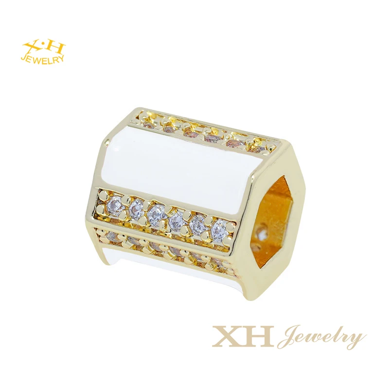 Colorful Enamel Six Square Tube Shape Bead Spacer Micro Pave Brass Tube Bead For DIY Jewelry Making