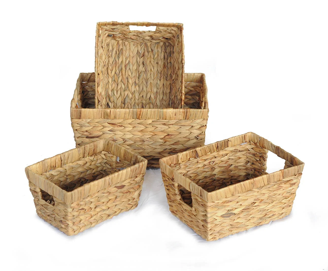 Vietnamese Crafts Natural Straw Rope Storage Rectangular Basket Handmade Vegetable and Fruit Tray Water Hyacinth Woven Basket