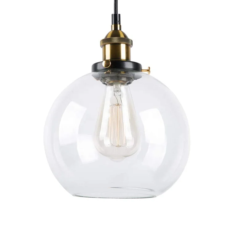 8' inch 20cm Hand Blown Clear Industrial Ball Glass Ceiling Pendant Light Globe Shade