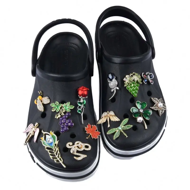 Bling Alloy Rhinestone Shoe Charms PVC Dragonfly Rose Insect Owl for Slipper Design Christmas Gifts for Shoe Decorations