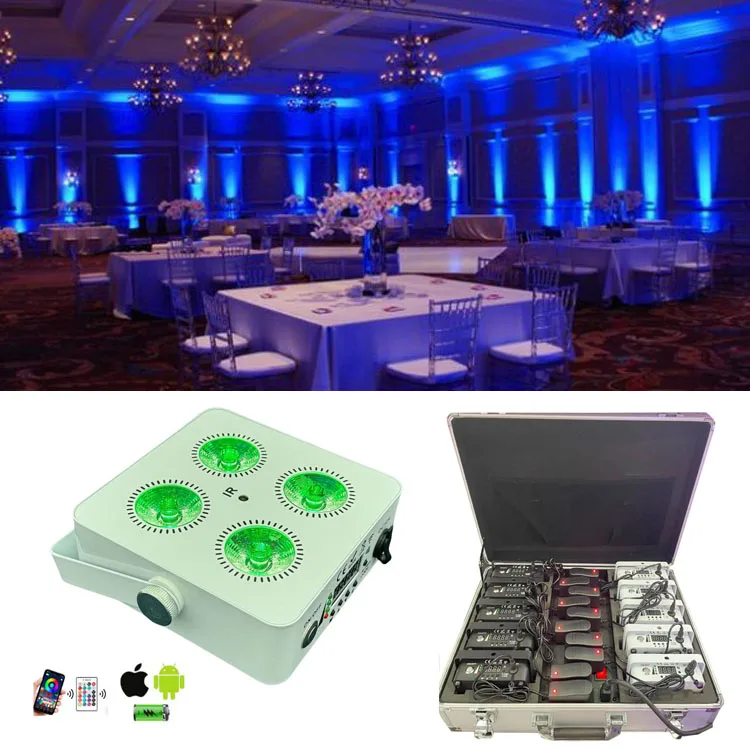 10pcs X 1 Case Rechargeable wireless led uplight 4x18 RGBAW UV 6in1 Battery Powered LED Par dj Uplights with Flight Case