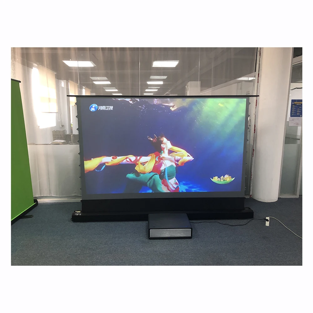 Высококачественный лазерный ТВ-проектор 100 дюйма с моторизованным полом, поднимающийся экран для домашнего кинотеатра