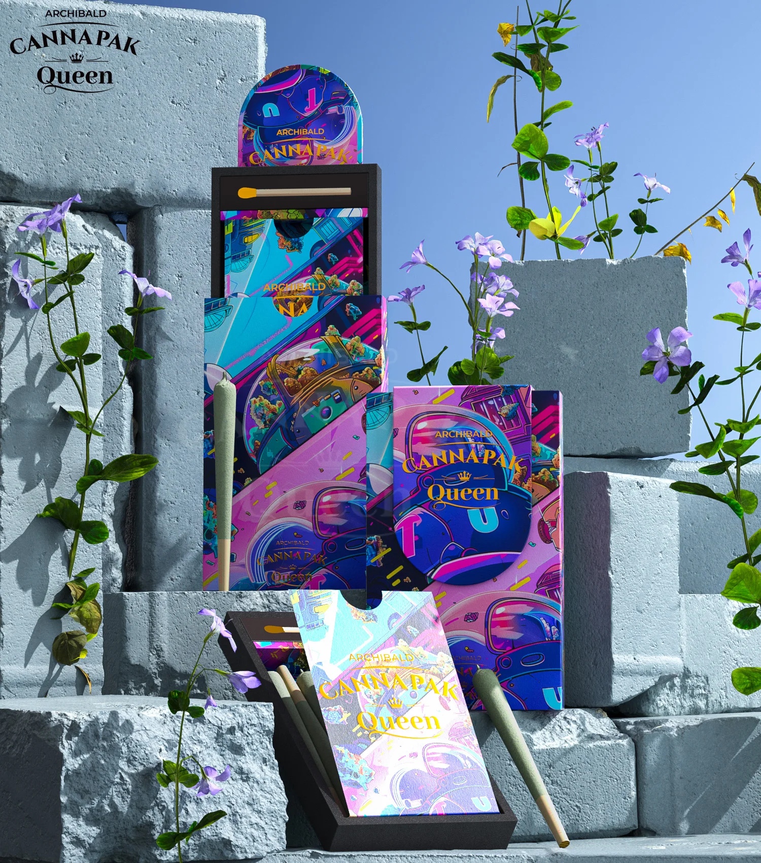 Archibald Wholesale Child Resistant Pre Cardboard Portable Roll Magnetic Flip Drawer Paper Box Packaging Cigarette Case