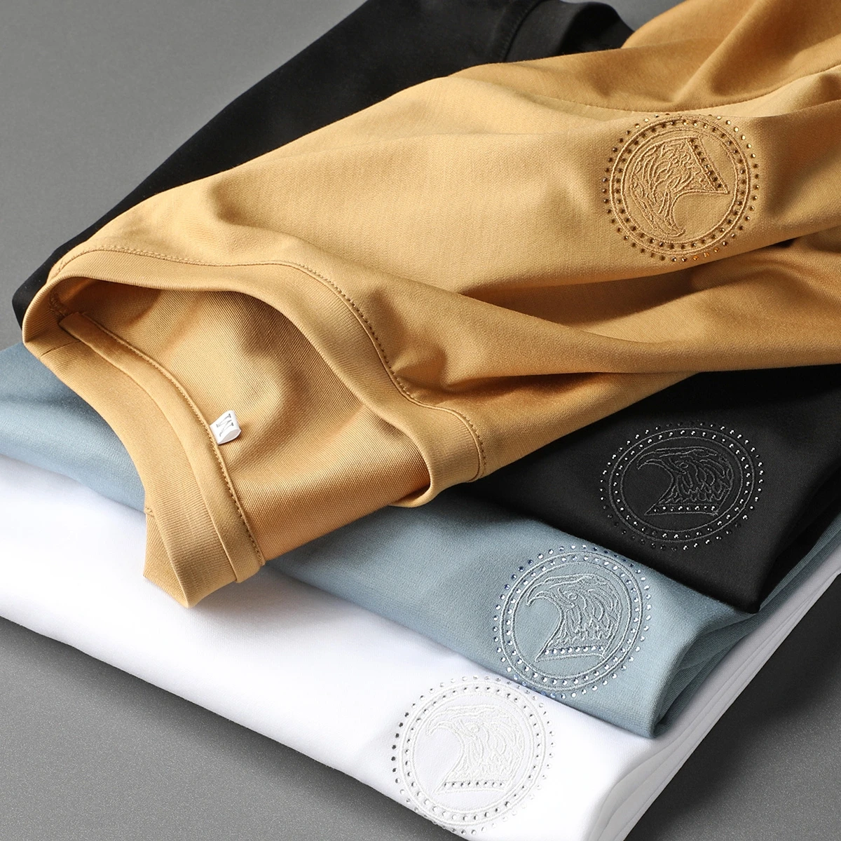 Wholesale loose fit men blank camisas 100% cotton tshirt custom emboss plain t-shirt Logo Printed Black Custom t shirts