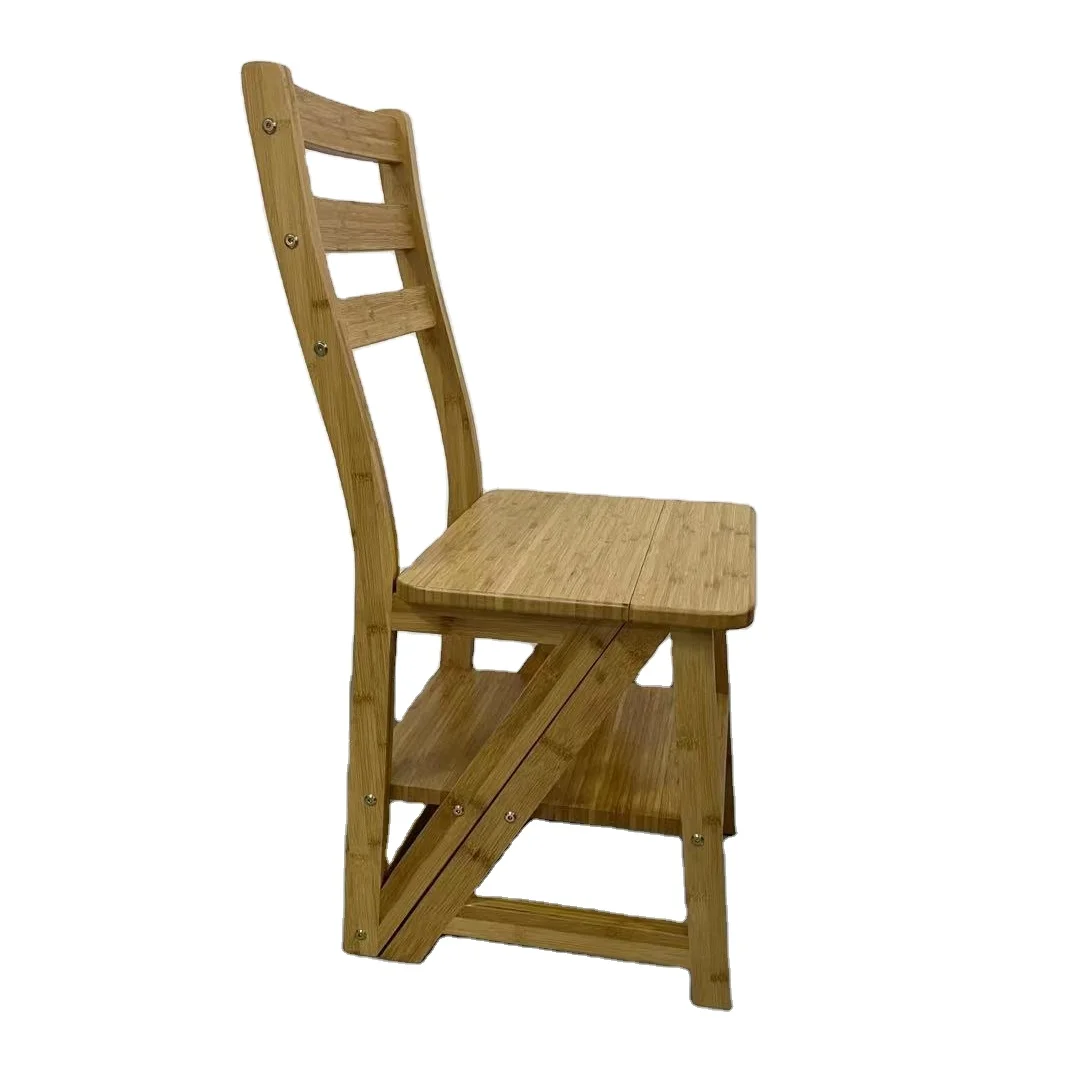 2 в 1 складной бамбуковый трехступенчатый лестничный стул для дома