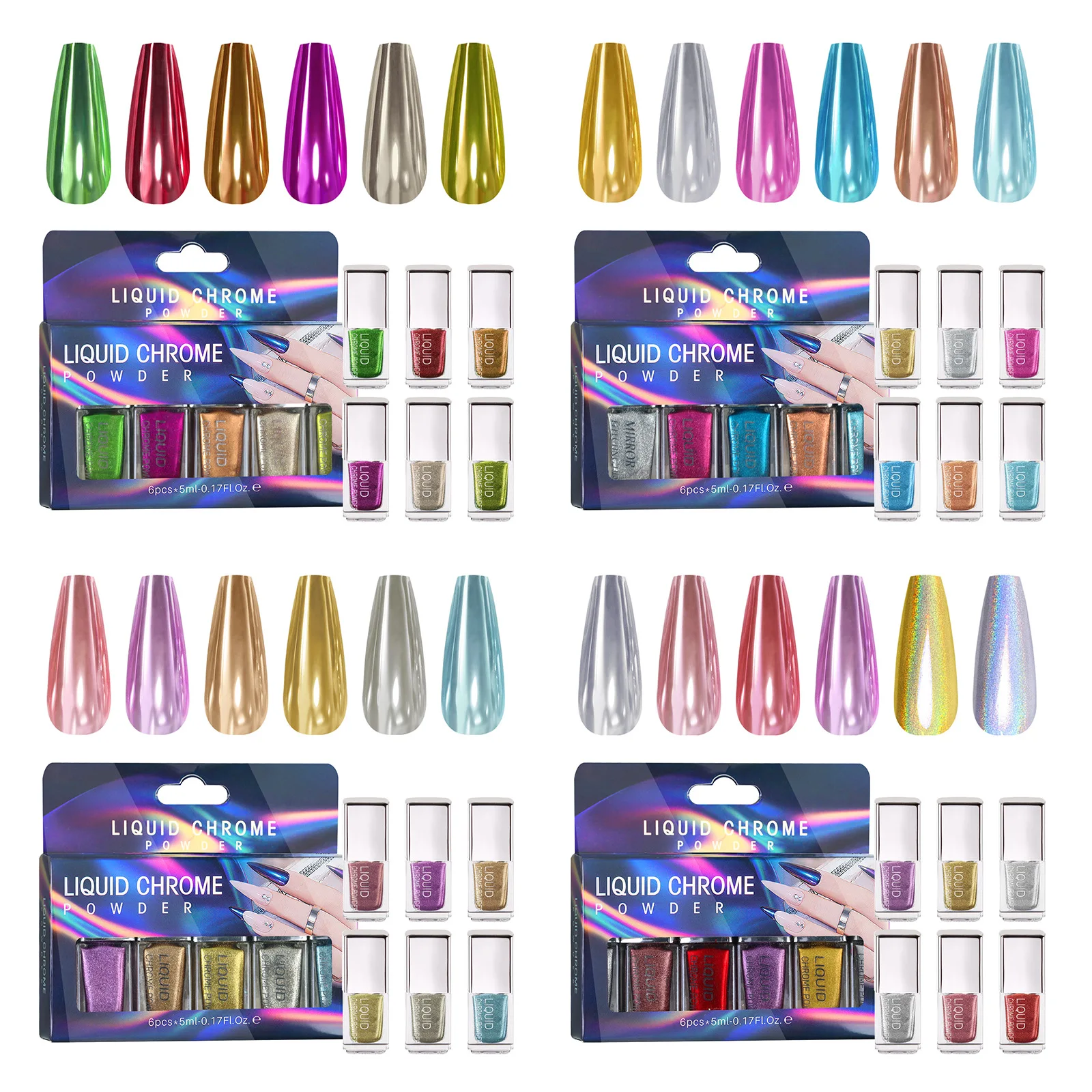 Nail Art Liquid MCB Laser Magic Mirror Powder No Fly Powder Liquid Mirror Flour Magic Sleeve Nail Art Decor Manicure