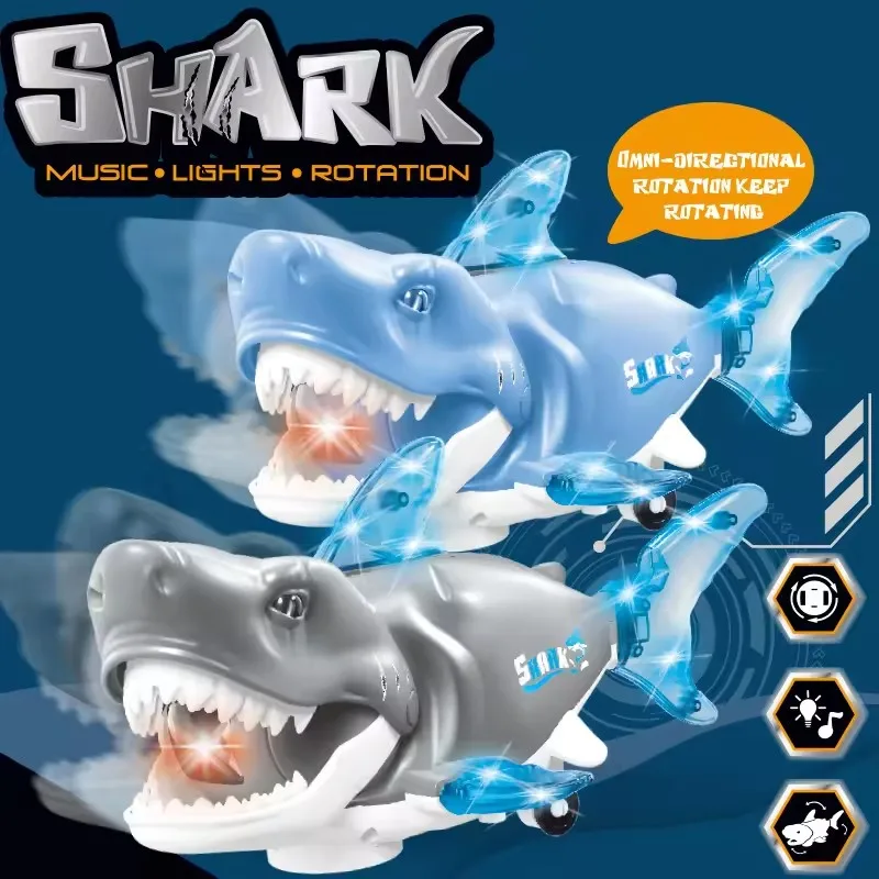 KSF Hot Selling Electric Toys Ocking Gimbal Shark Universal Wheel Shark Kids Children Toys Car With Light Music Funny Toys