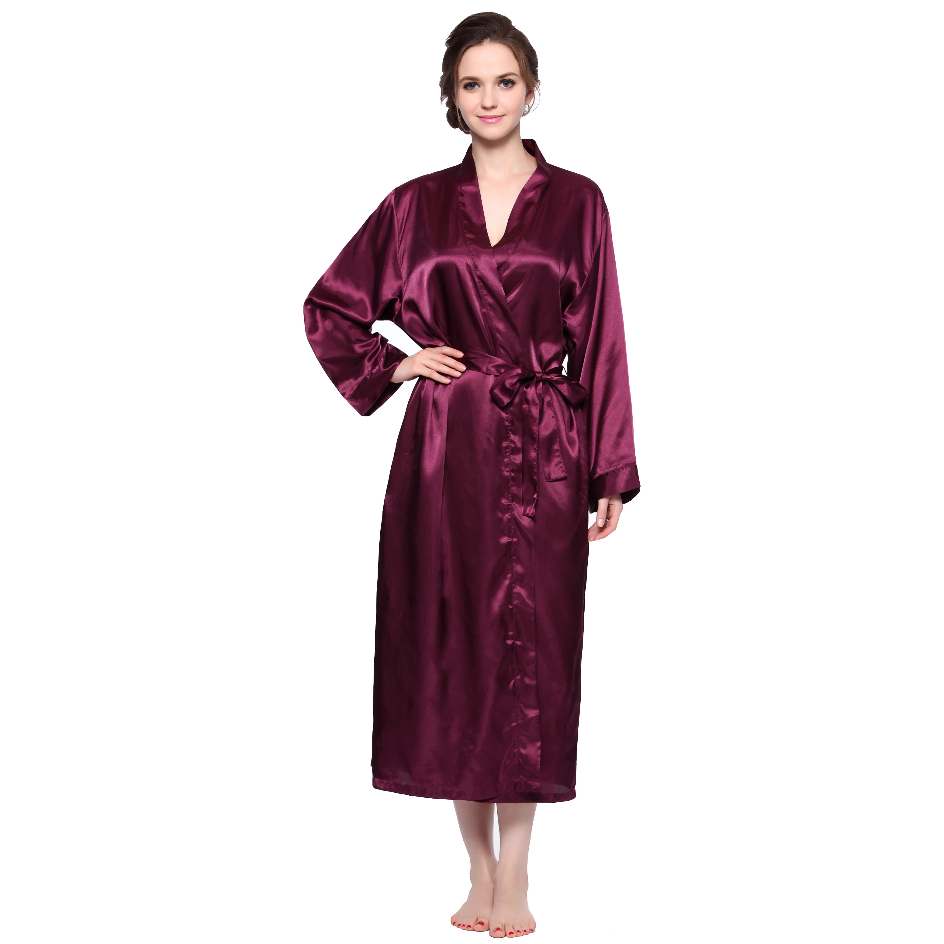 Women Silk Satin Long Wedding Bride Bridesmaid Robe Kimono Robe Feminino Bath Robe Large Size XXXL Peignoir Femme Sexy Bathrobe