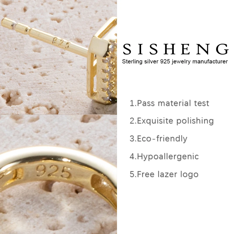 925 Sterling Silver 14K Vermeil Gold Plated Jewelry Women Chunky  Hoop Huggie Earrings For Jewellery Wholesaler