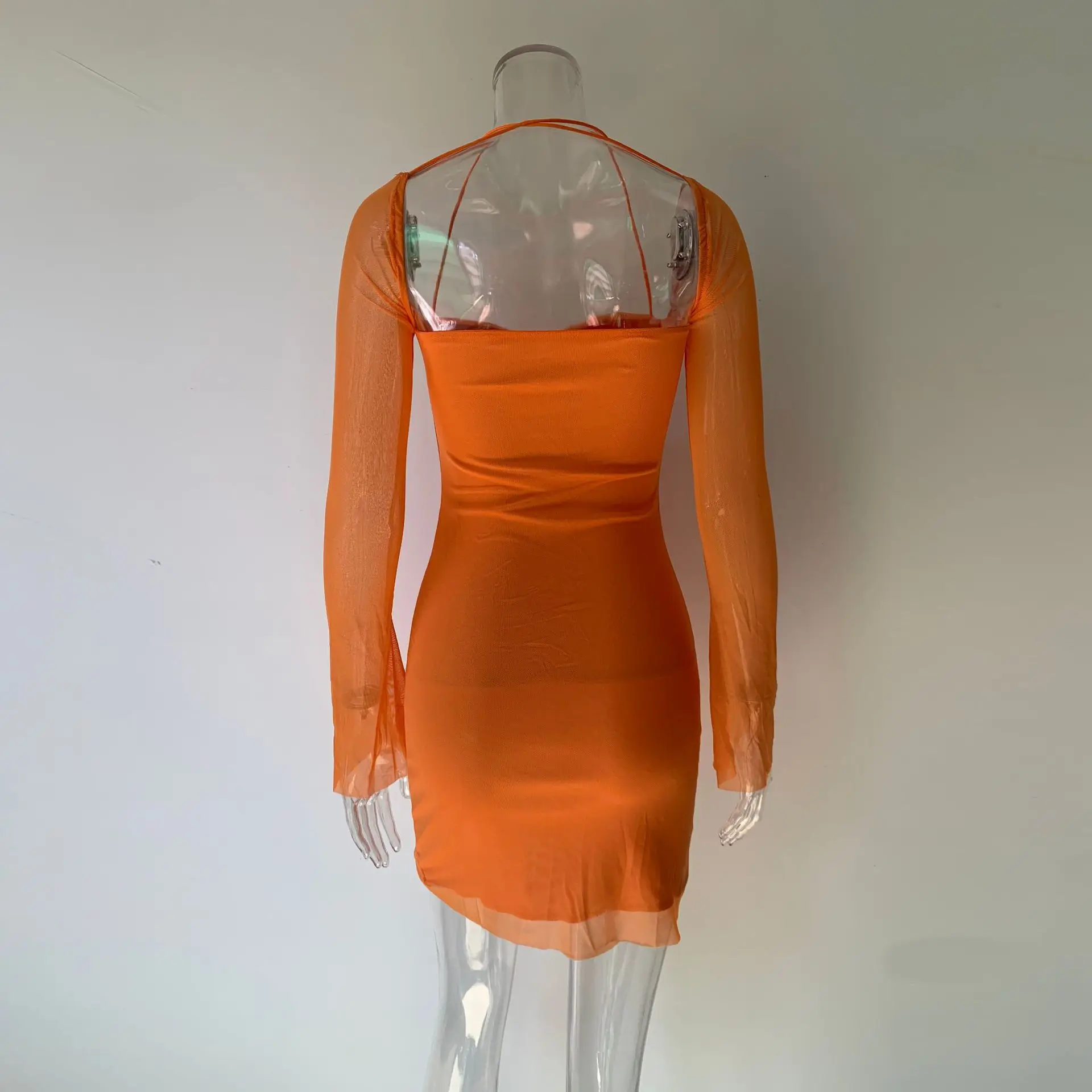 2023 new arrivals summer collection square collar mini fashion ladies sexy hollow out dresses