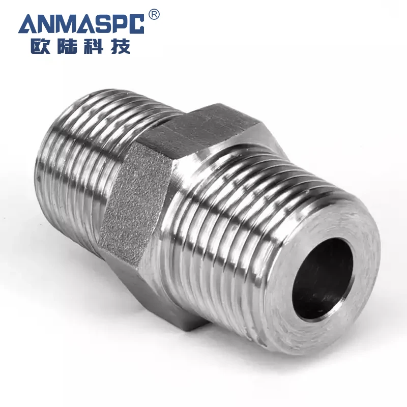 Duisi Stainless Steel 304/316 Double Male Thread Connector,Hex NPT Joint