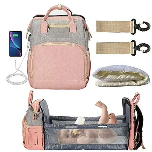 Бесплатный образец 5 в 1, Портативная сумка для подгузников, рюкзак с подставкой для пеленания, детская складная сумка для путешествий