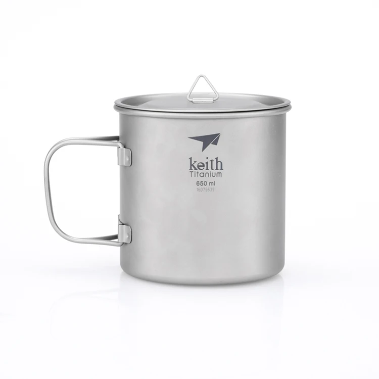 Hot Selling OEM/ODM Pure Titanium Eco-Friendly Coffee Cup Portable Folding Handle Climbing Mug Designed for Outdoor Use