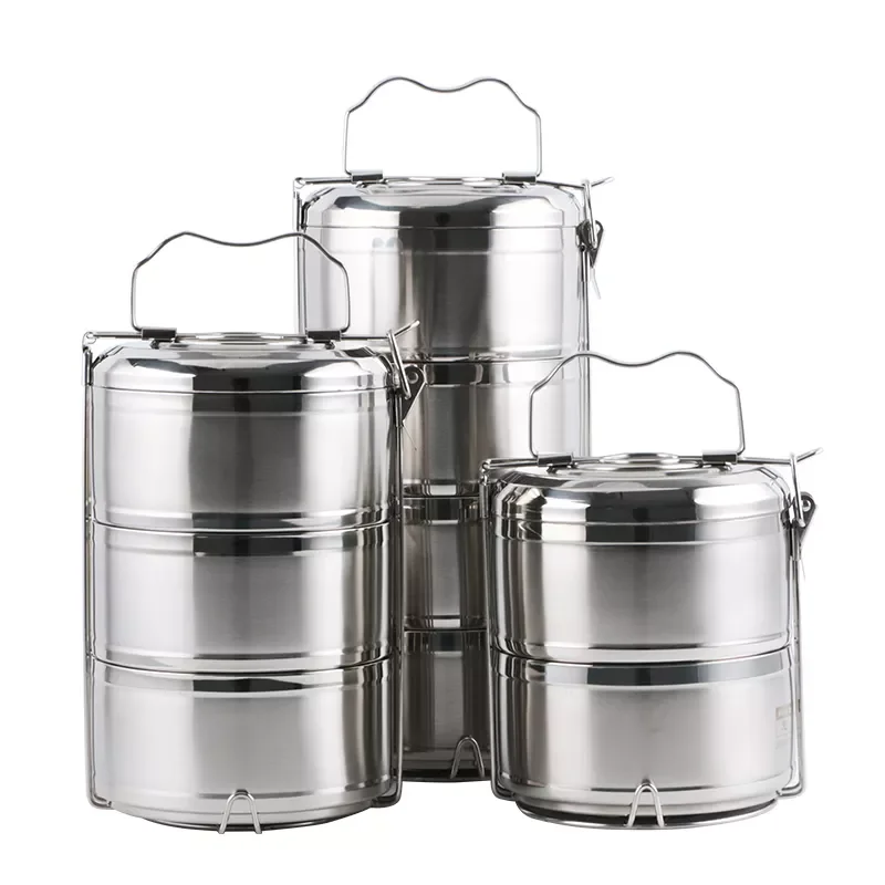 С двойными стенками горячий горшок Tiffin коробка 4 слоя нержавеющей стали термо-Ланч-бокс