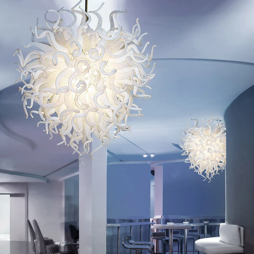 Contemporary art glass chandelier Hotel luxury decoration Blown glass white ceiling chandelier