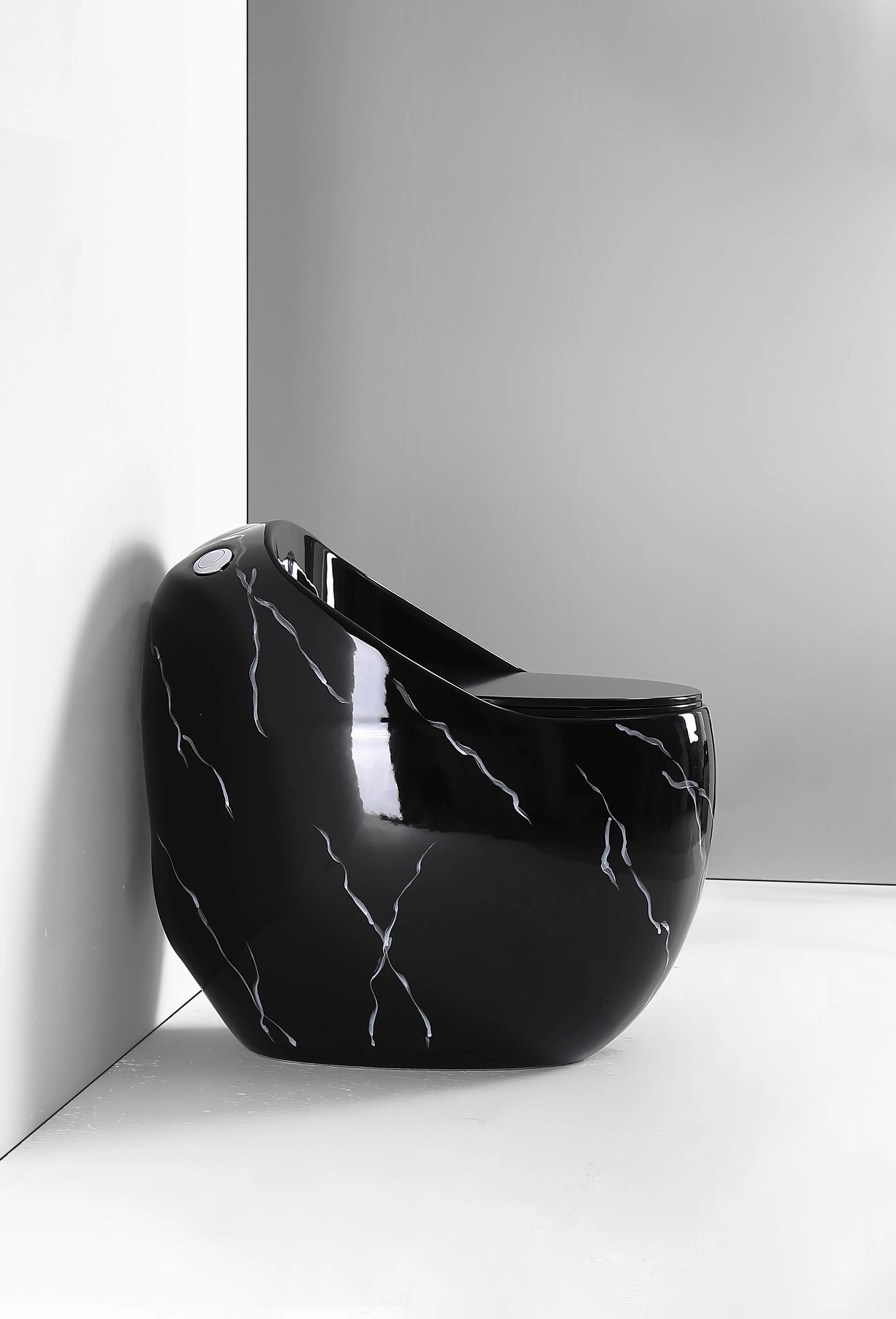 Egg shape wc sanitary ware round floor mounted toilet commode bathroom Marble ceramic siphonic one piece toilet bowl