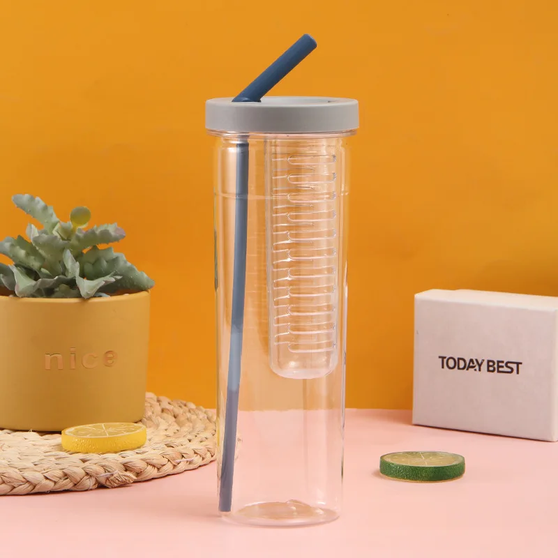 Factory Outlet 700 Ml Plastic Fruit Infuser Juice Water Bottle Bpa Free With Filter And Straw