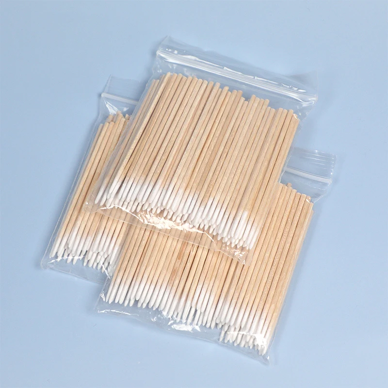 Sharp tip make ear cleaning bamboo lash wand wooden cotton stick swabs buds