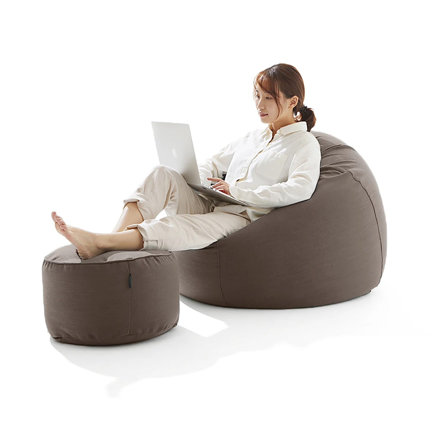 Pouf Cover Unstuffed Ottoman Woven Foot Stool Soft woven Cotton Linen Footrest  Floor Unfilled Pouf for Living living Room