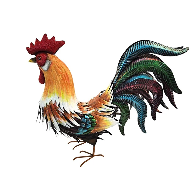 Attractive Style Low Price Handmade Solar Lamps Wind Spinner Front Head Large Statues Deko Peacock Garden Rooster
