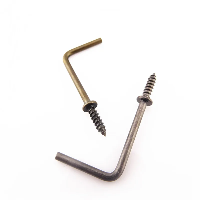 L type antique bronze plated eye hook screws sizes Eyelet bolts hook screw selftapping screw steel furniture