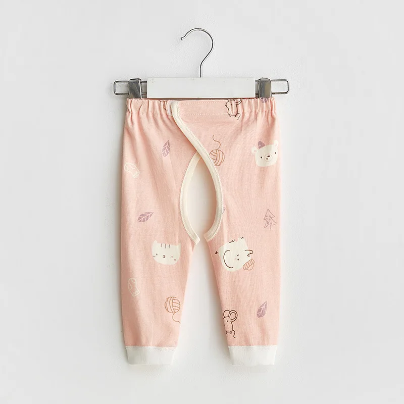 Newborn Boys Girls Trousers Spring And Autumn Velcro Infant Open Pants Cotton Baby Clothes