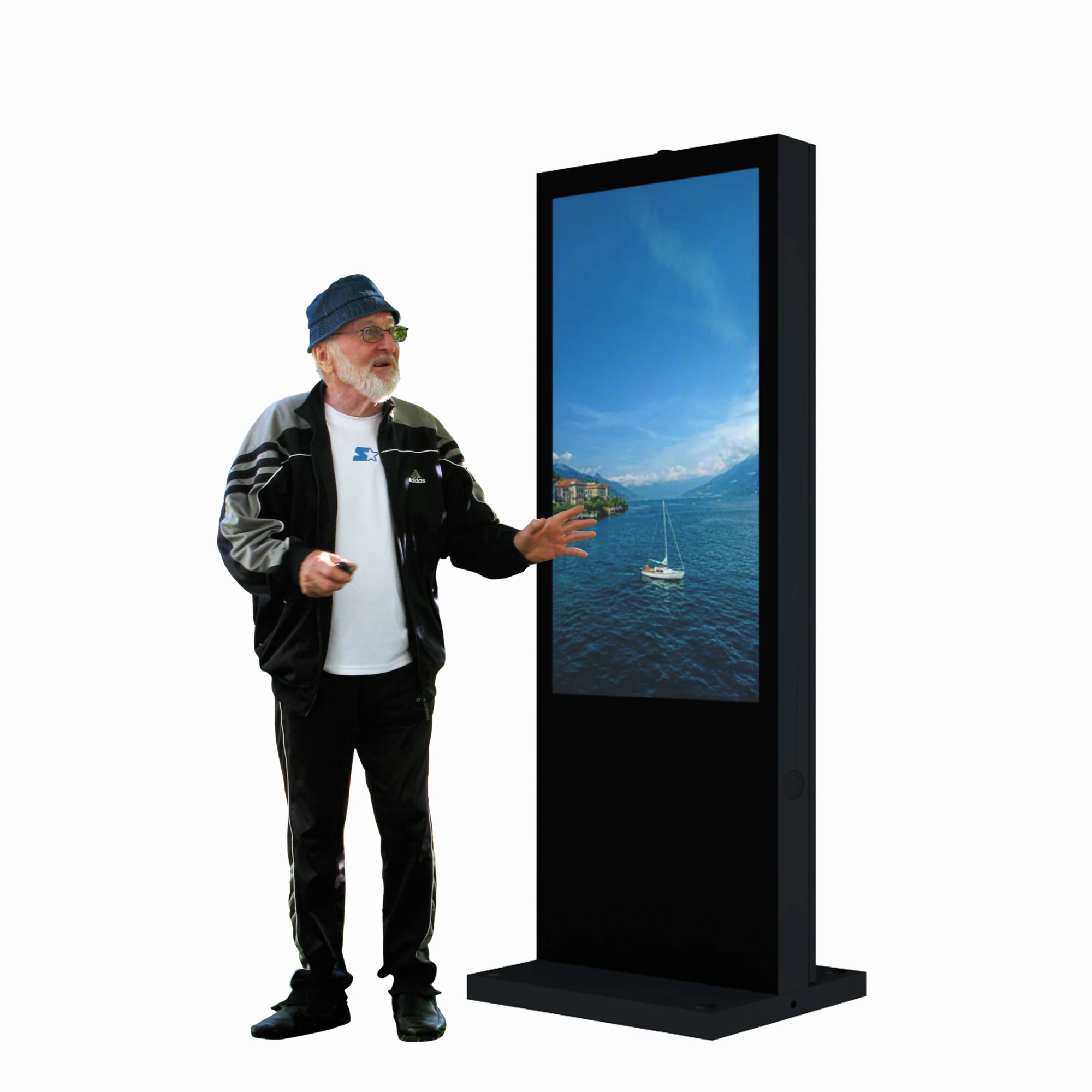 75in Solar Powered Touch Screen Ip65 Outdoor Lcd Digital Signage Advertising Info Kiosk High Brightness 3000nit Display