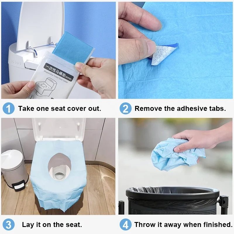 Custom Supplies Water Proof Toilet Seat Cover Travel Eco-Friendly Sanitary Portable Bathroom Disposable Toilet Seat Cover