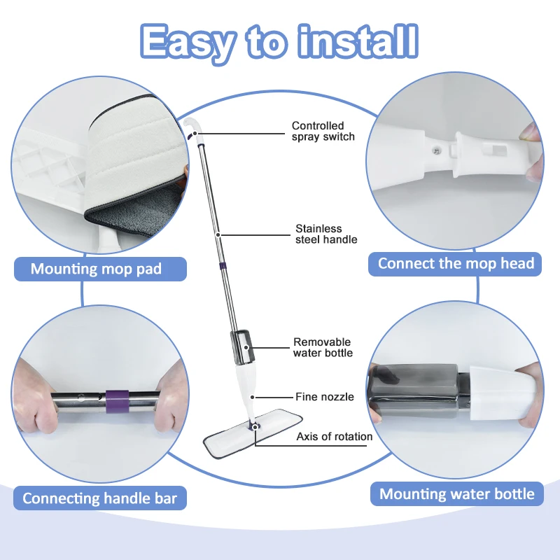 Spray Mop for Floor Cleaning Floor Mops with Washable Pads Wet Jet