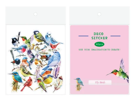 Flower sticker pack waterproof transparent PET hand account bullet diary DIY tulip material hand account sticker1 pack of 40