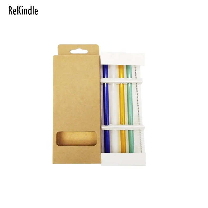 2020 Amazon Best Seller Box Packaging Glass Straws With Logo