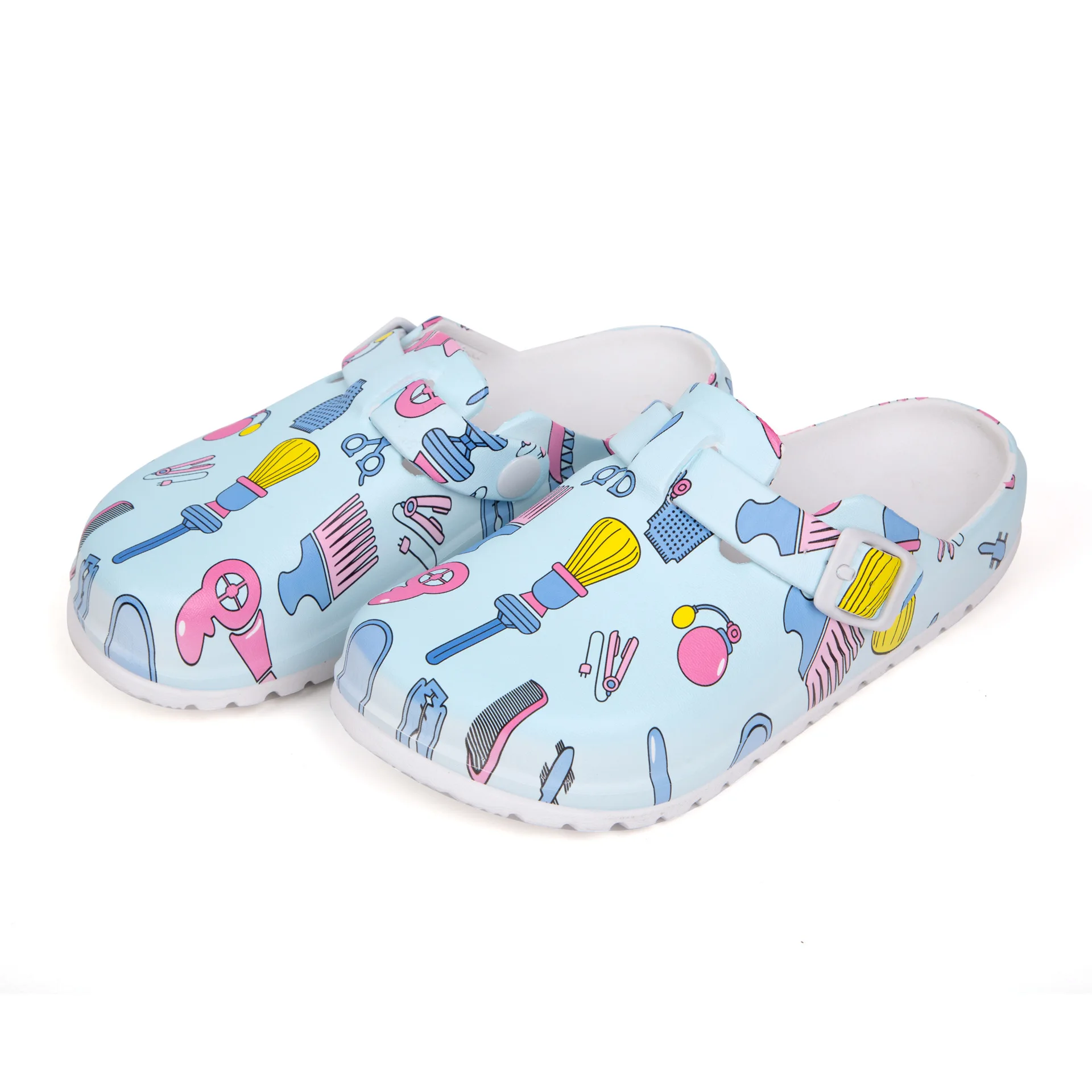 Hot Sale new fashion beautiful printing ladies nurse clog shoes cheap gardening clogs for women