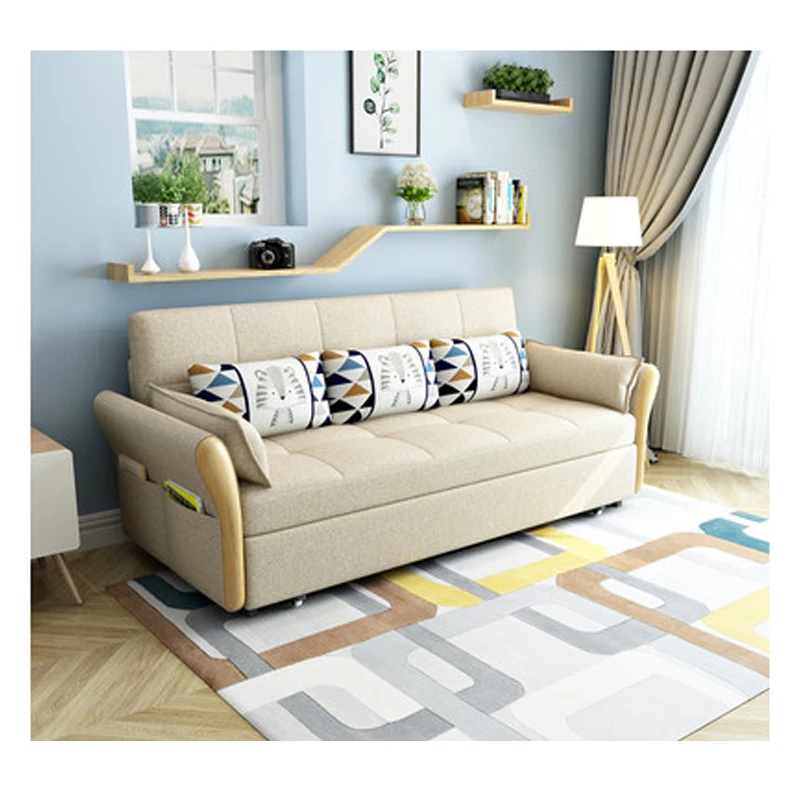Портативный складной диван-кровать, рама из массива дерева, диван-трансформер, трехместный диван-кровать для гостиной