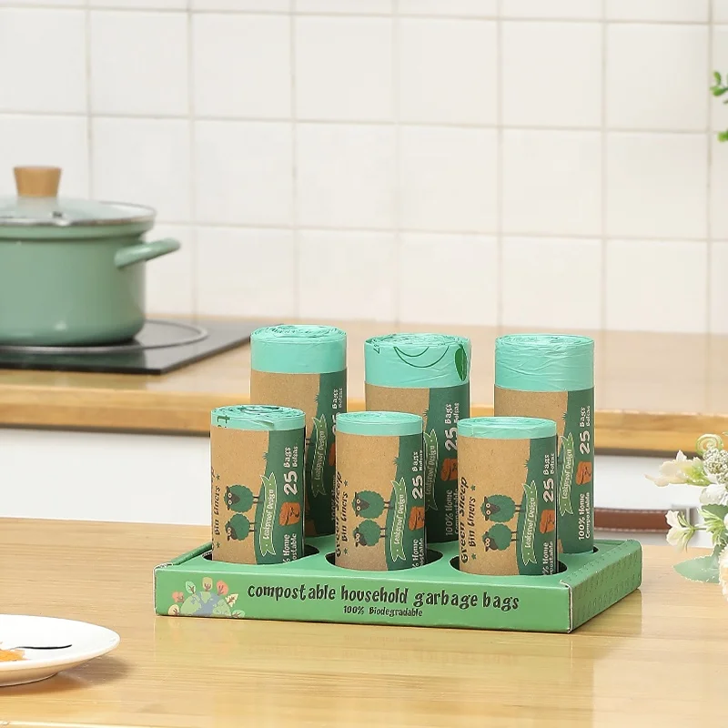 Экологичные 100% кукурузный крахмал мешки для мусора Compostable плоские