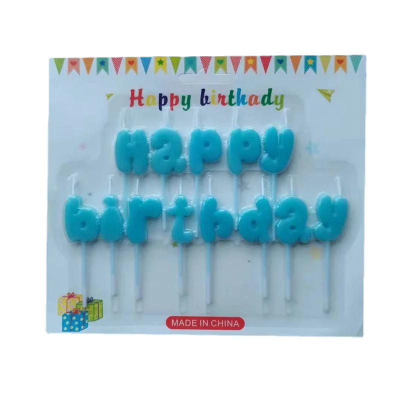 Свеча на день рождения xiye английское письмо торт украшенный синим happybirthday