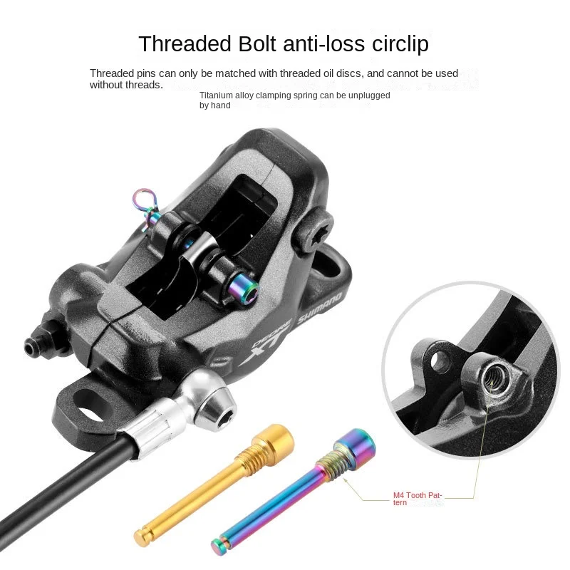 Bicycle Hydraulic Disc Brake Calipers Bolts M4 Titanium Alloy Fixing Pin Inserts Caliper Screws Retainer Pin Circlip