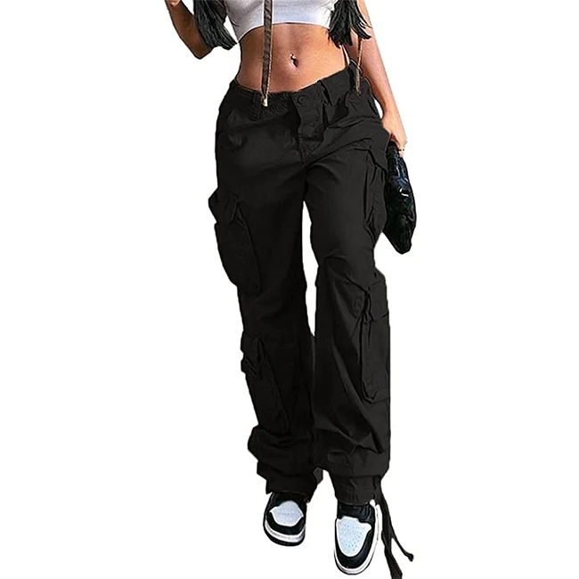 High Waist Cargo Pants for Women Jogger Straight Wide Leg Parachute Pants Y2K Pants