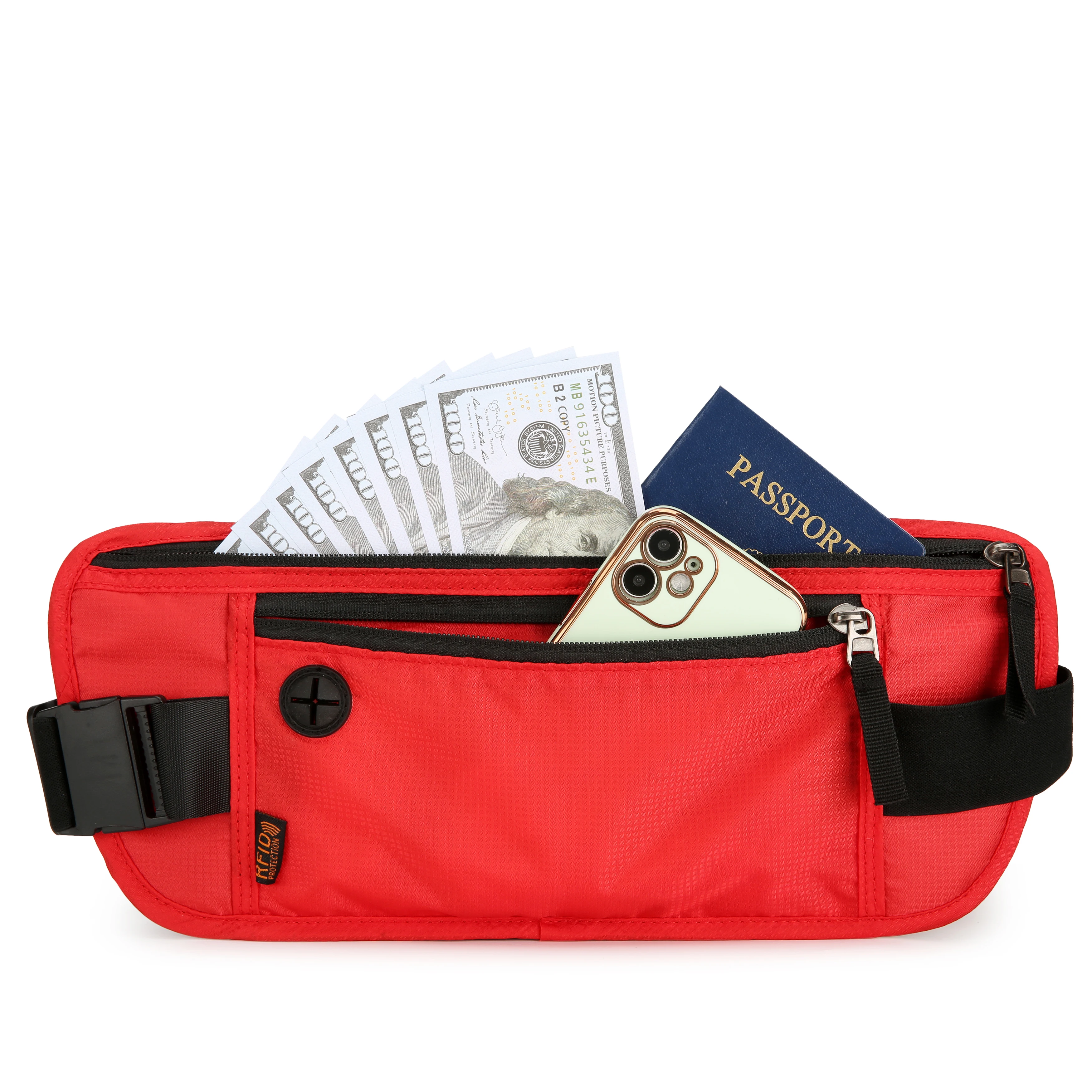 RFID Slim Passport Holder Travel Wallet Money Belt for Protecting Money Hidden Pouch Travel Fanny Pack for Men and Women