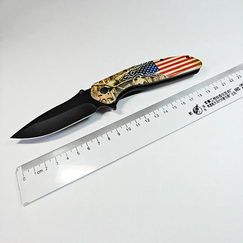 Industrial Stainless Steel Folding Knife 3D Aluminum Handle Black Blade Pocket Knife Camping Customizable OEM Laser Engraved