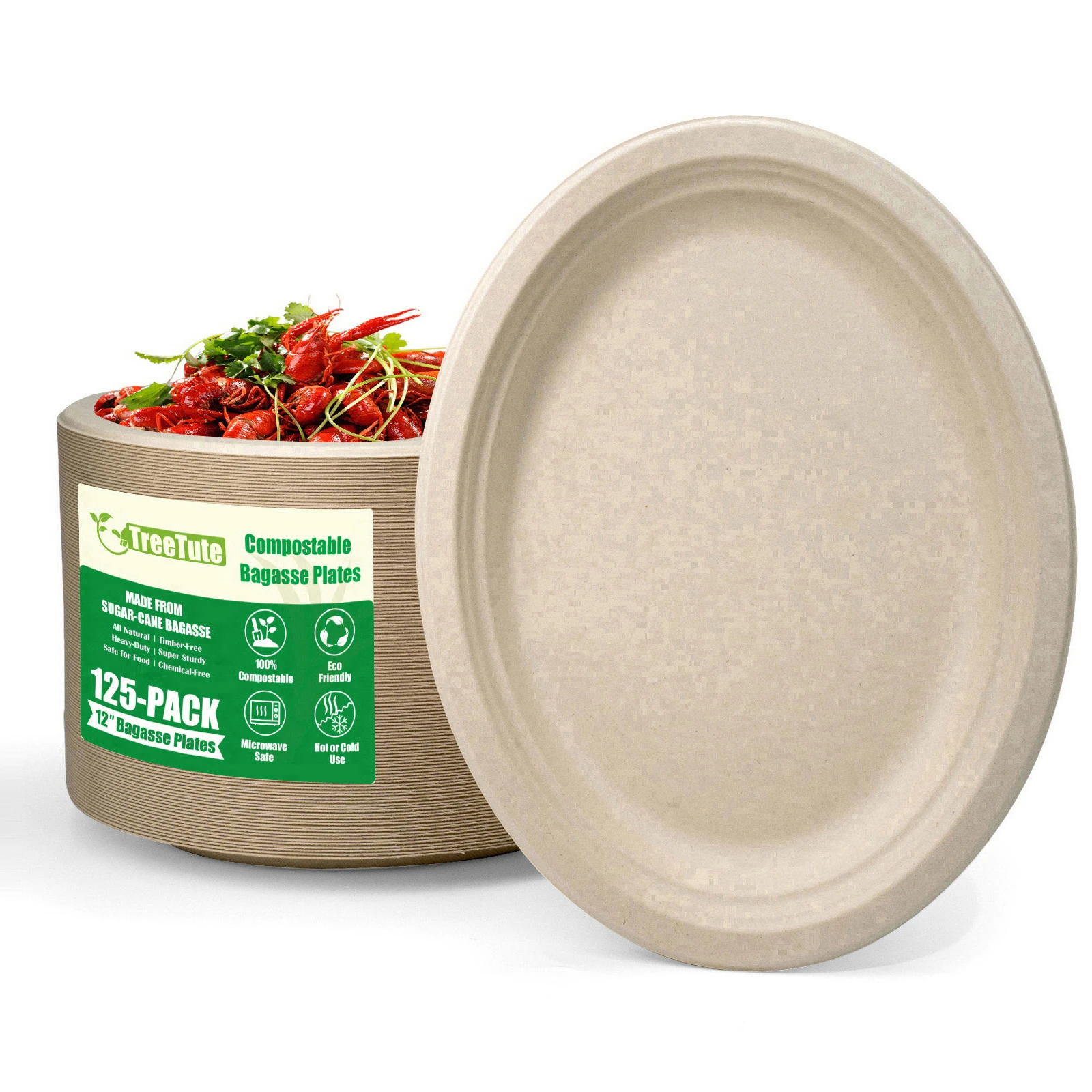 Овальные натуральные круглые бумажные тарелки компостируемые сверхмощные одноразовые экологически чистые