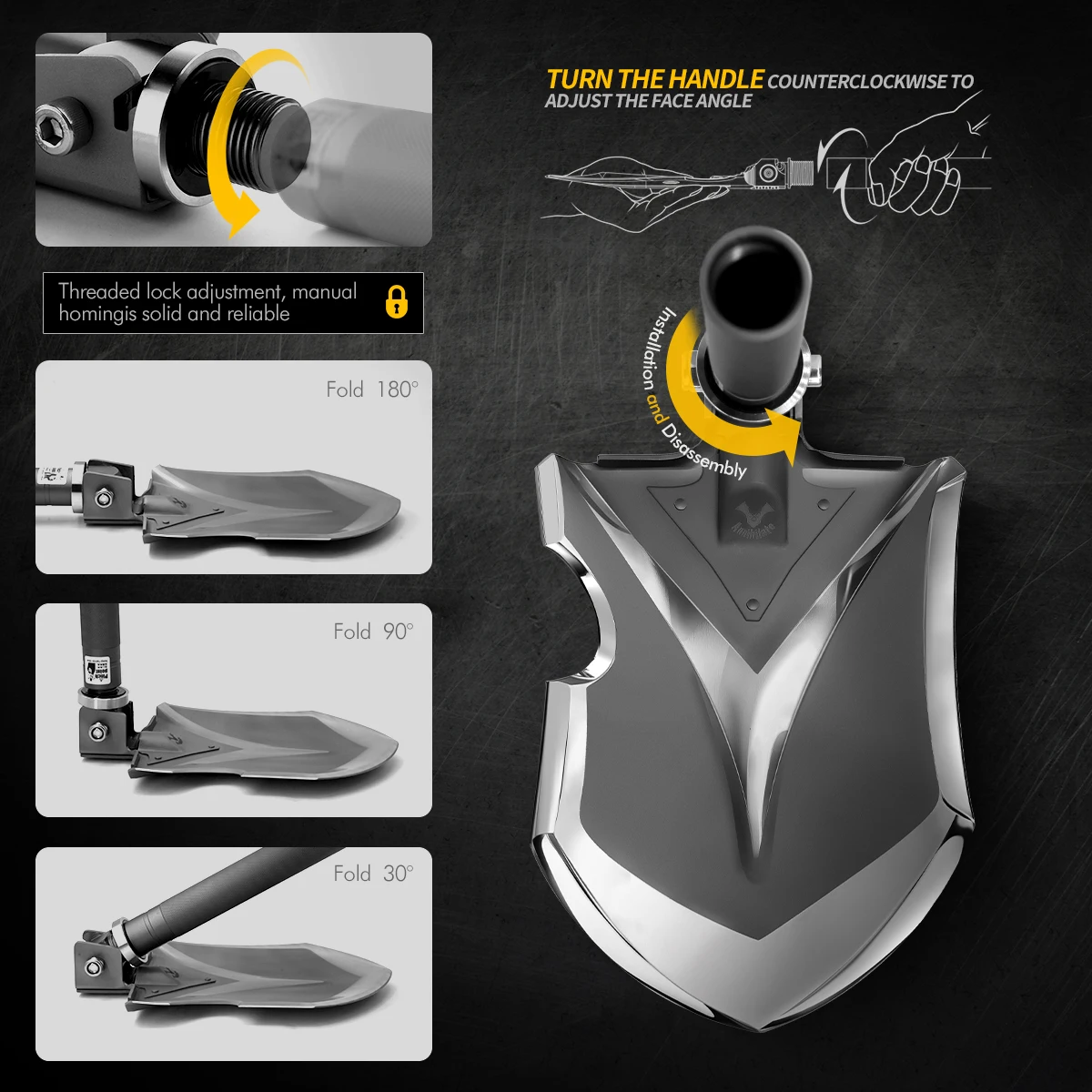 Zune Lotoo Multifunctional Shovel High Carbon Steel Foldable Shovel 15 in 1 Camping Gear Outdoor Survival Folding Shovel