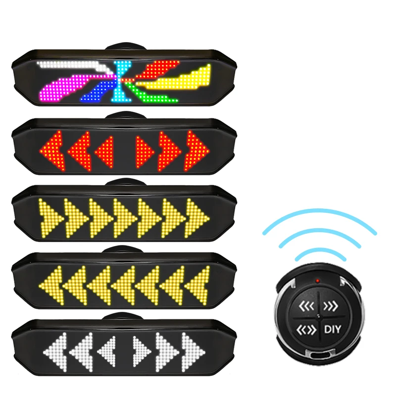 GrownsBicycle LED Turn Signal Light Scrolling Message Mini Bike taillight led bicycle light set for bike