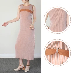 2023 Hot Selling Elegant Young Solid Color Temperamental Commute Knitted O Neck Long Sleeve Dress For Women