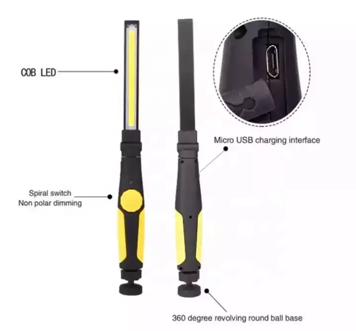 USB Rechargeable Foldable COB LED Wide Beam Stepless Dimmable Work Torch Portable Waterproof Work Light With Magnet Work Light