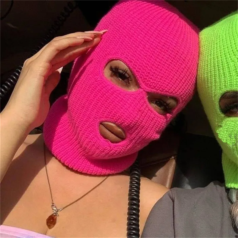 Wholesale cheap freight Amazon hot sell face cover ski masks high quality knitted 3 hole wool ski mask winter