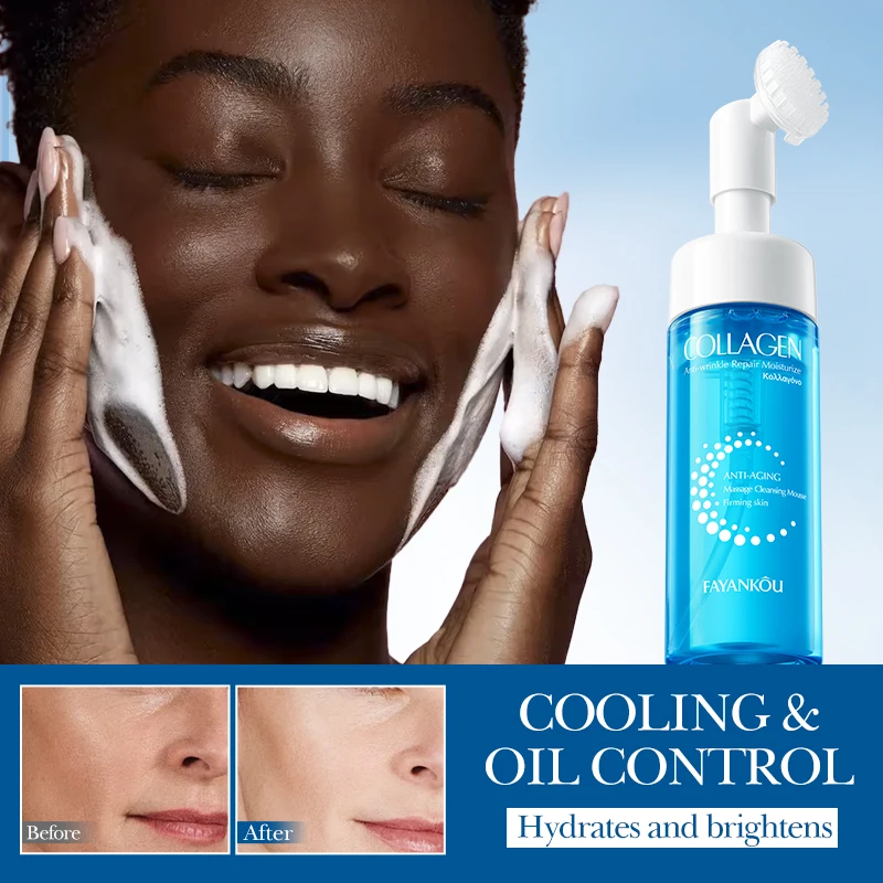 OEM FAYANKOU Private Label Collagen Skin Care Face Wash Deep Cleansing Moisturizing Massage Reed Facial Cleansing Mousse