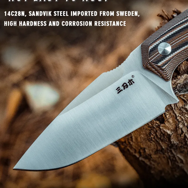 SANRENMU S725P Fixed Blade Knife 14C28N utility knife Outdoor Camping Survival Tactical Hunting Knife Edc Combat Tool