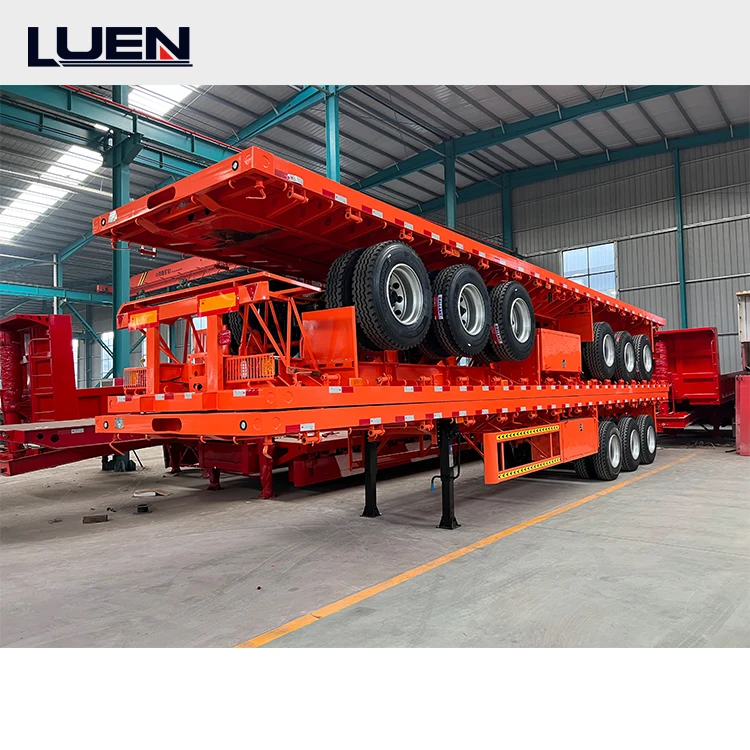 Factory Manufacturing flatbed Semi Trailer Hot Sale Transport Heavy Cargo 3 axle 40 tons With baffle 13m long  Air Suspension