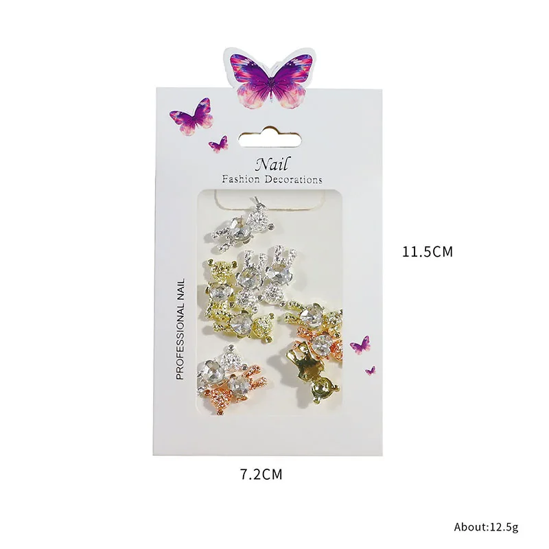 Heart Butterfly Bear Shape Nail Charms Accessories Art Nail Rhinestone For Decoration Press On Nails