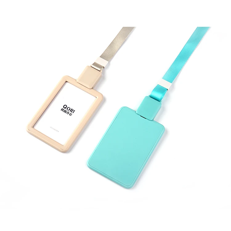 QORI Custom plastic playing card holder lanyard Plastic employee id card holder